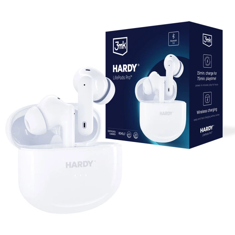 Słuchawki bezprzewodowe dokanałowe 3mk HARDY LifePods Pro White