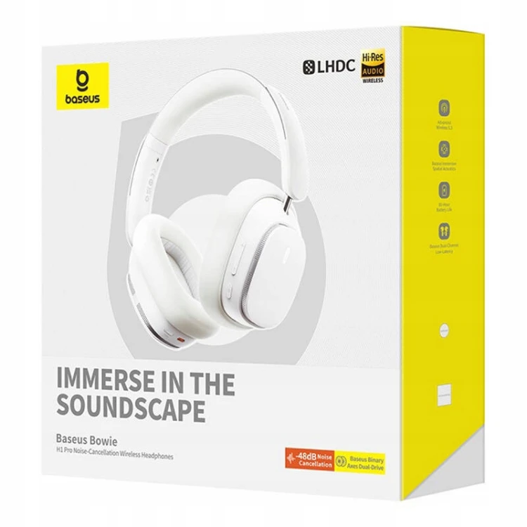 Słuchawki bezprzewodowe nauszne Baseus Bowie H1 Pro Bluetooth białe