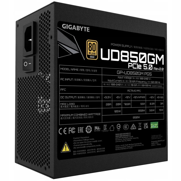 Zasilacz Gigabyte UD850GM PG5 V2 850W 80 Plus Gold ATX 3.1