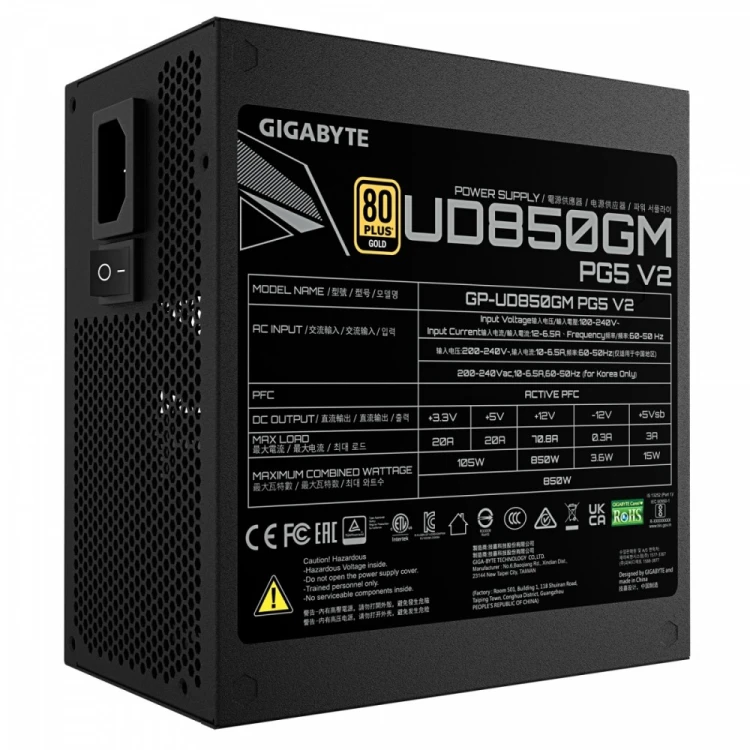 Zasilacz Gigabyte UD850GM PG5 V2 850W 80 Plus Gold ATX 3.1