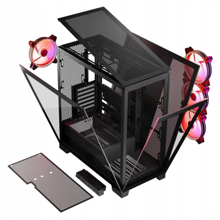 Obudowa komputerowa Modecom Volcano Space Apex ARGB ATX MIDI 4x140mm Czarna