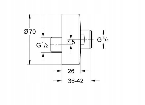Grohe Uchwyt punktowy przyłącze s 1/2 X 3/4 chrom 4141258