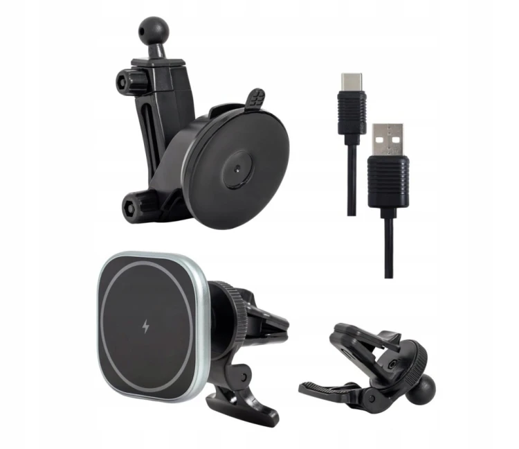 Uchwyt ładowarka samochodowa Silver Monkey MagSafe 15W na kratke nawiewu
