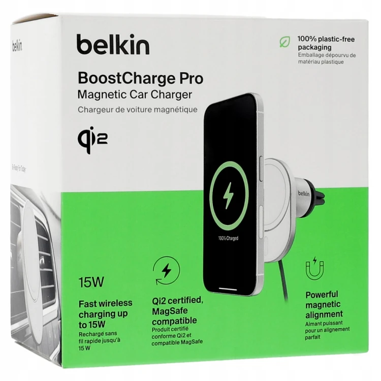 Uchwyt samochodowy Belkin MagSafe z ładowarką Qi2 15W - do kratki nawiewu