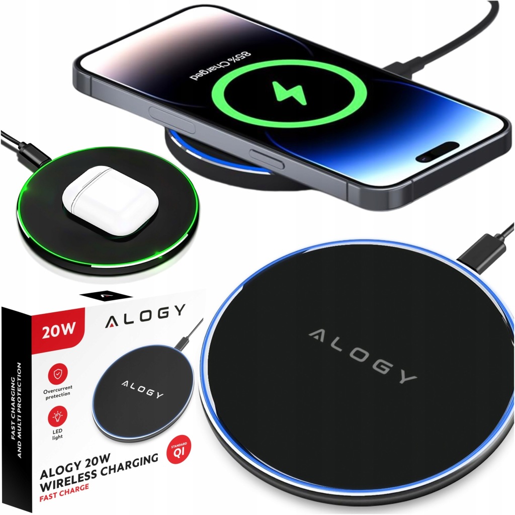 Ładowarka bezprzewodowa indukcyjna Alogy QI 20W do Samsung S25 S24 S23 S22 S21
